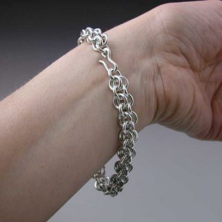 Sterling silver heavy chain maille bracelet 8" on by Kate Wilcox-Leigh
