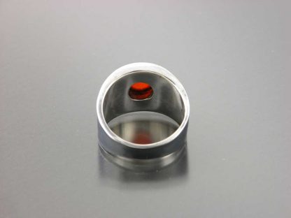 Narrow sterling thickened edge ring with carnelian by Kate Wilcox-Leigh