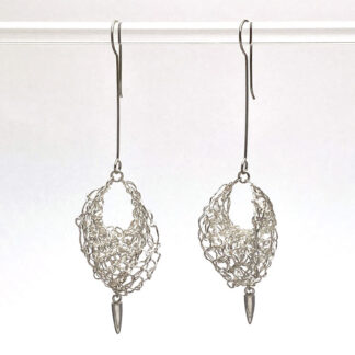 Kate Wilcox-Leigh Knit Fine Silver Anticlastic Sail Earrings Polished w Pendulum